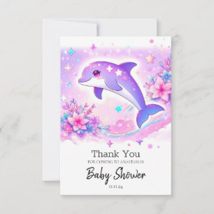 Pastel Whimsical Dolphin Baby shower Bedankkaart