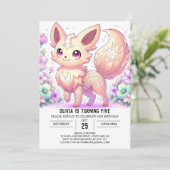 Pastel Whimsical Fox digitale verjaardag Kaart (Staand voorkant)