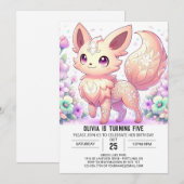 Pastel Whimsical Fox digitale verjaardag Kaart (Voorkant / Achterkant)