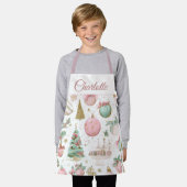 Pastel Whimsical Kerst Kinder Schort Aangepaste Na (Gedragen)