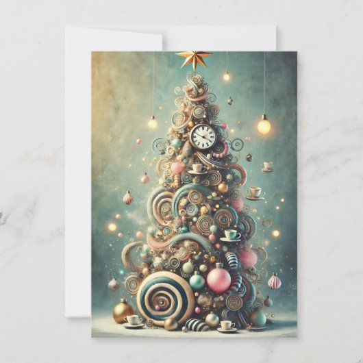 Pastel Whimsical Kerstboom Vakantiegroeten  Feestdagenkaart (Voorkant)