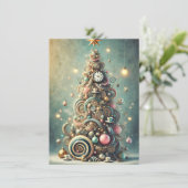 Pastel Whimsical Kerstboom Vakantiegroeten  Feestdagenkaart (Staand voorkant)