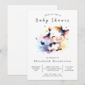 Pastel Whimsical Koe Baby shower Kaart (Voorkant / Achterkant)