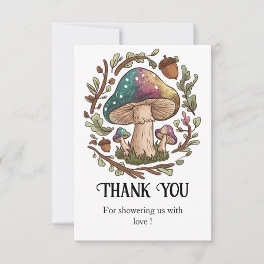 Pastel Whimsical Mushroom Baby shower Bedankkaart (Voorkant)
