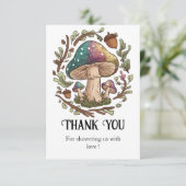 Pastel Whimsical Mushroom Baby shower Bedankkaart (Staand voorkant)