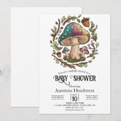 Pastel Whimsical Mushroom Baby shower Digitaal Kaart (Voorkant / Achterkant)