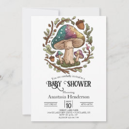 Pastel Whimsical Mushroom Baby shower Digitaal Kaart