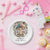 Pastel Whimsical Mushroom Baby shower Papieren Bordje (Feest)