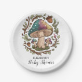 Pastel Whimsical Mushroom Baby shower Papieren Bordje (Voorkant)
