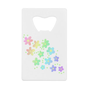 Pastel Whimsical Rainbow Flowers Creditkaart Flessenopener