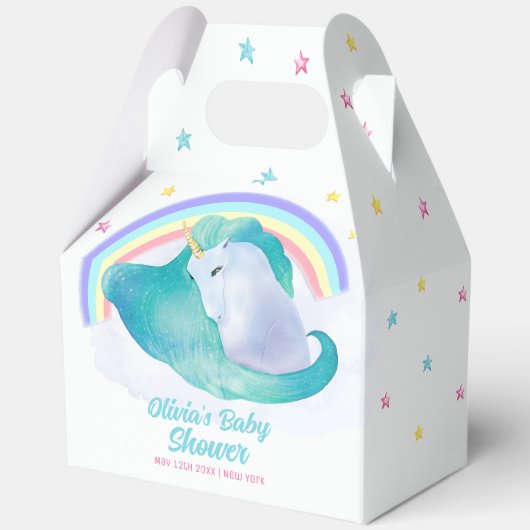 Pastel Whimsical Star Eenhoorn Regenboog Baby show Bedankdoosjes (Voorkant)