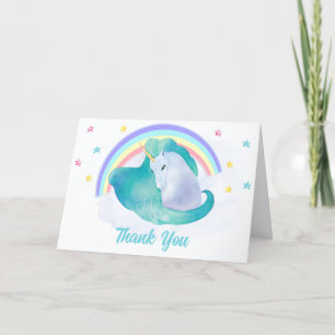 Pastel Whimsical Star Eenhoorn Regenboog Baby show Bedankkaart