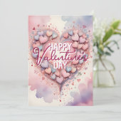 Pastel Whimsical Waterverf Hart Valentijnsdag Kaart (Staand voorkant)