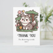 Pastel Whimsical Wolf Baby shower Bedankkaart (Staand voorkant)