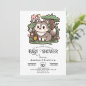 Pastel Whimsical Wolf Baby shower Kaart (Staand voorkant)