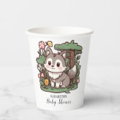Pastel Whimsical Wolf Baby shower Papieren Bekers (Voorkant)