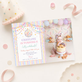 Pastel Whimsische Disco Slinger Verjaardagsfoto Kaart