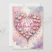 Pastel Whimsische Waterverf Hart Valentijnsdag Kaart (Voorkant)