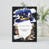 Pastel Whimsische Waterverf Tovenaars Verjaardag Bedankkaart (Staand voorkant)