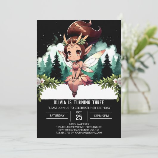 Pastel Whimsy Fairy Verjaardag Kaart (Staand voorkant)