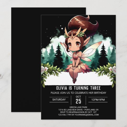 Pastel Whimsy Fairy Verjaardag Kaart (Voorkant / Achterkant)