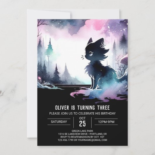 Pastel Whimsy Kat Verjaardag Kaart (Voorkant)