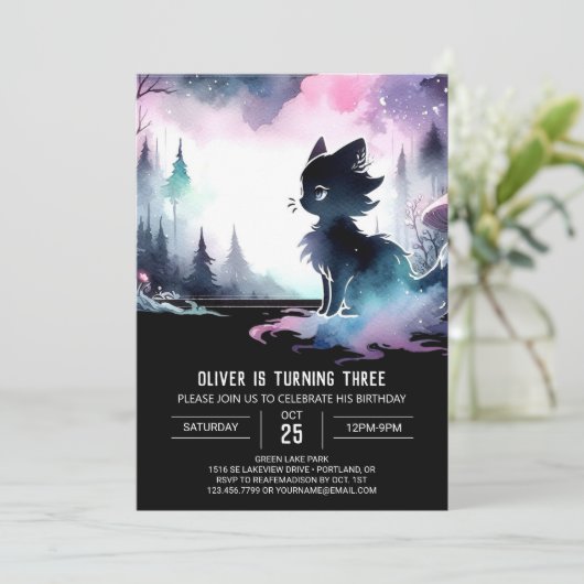 Pastel Whimsy Kat Verjaardag Kaart (Staand voorkant)