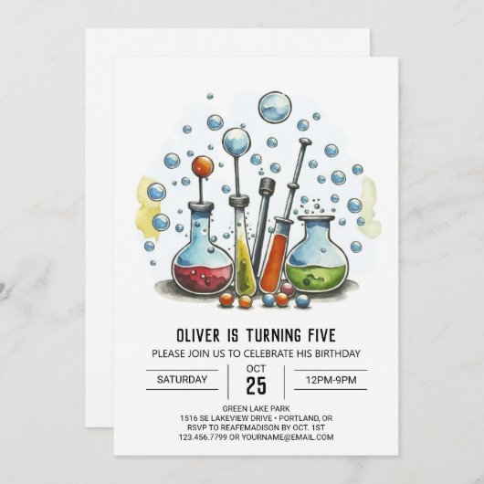 Pastel Whimsy Lab Chemie Verjaardag Kaart (Voorkant / Achterkant)