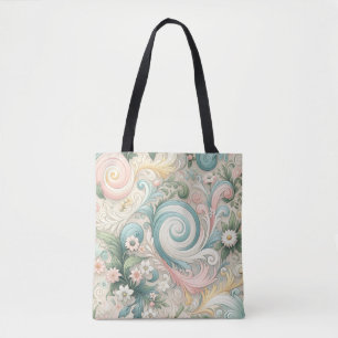 Pastel Whimsy Swirls: Een cottagecore dagdroom Tote Bag