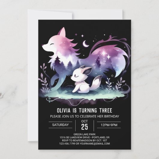 Pastel Whimsy Wolf Verjaardag Kaart (Voorkant)