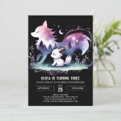 Pastel Whimsy Wolf Verjaardag Kaart (Staand voorkant)