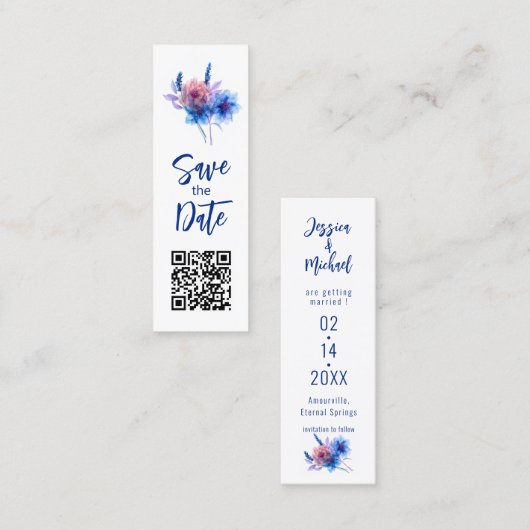 💍Pastel Whispers Meadow Bladwijzer Sla de datum o Contactkaartje (Voorkant / Achterkant)