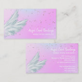 *~* Pastel White Angel Wings Starry Pink Rainbow Visitekaartje (Voorkant / Achterkant)