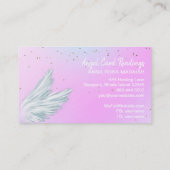 *~* Pastel White Angel Wings Starry Pink Rainbow Visitekaartje (Achterkant)
