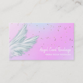 *~* Pastel White Angel Wings Starry Pink Rainbow Visitekaartje