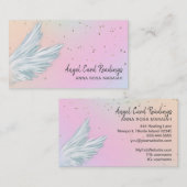 *~* Pastel White Angel Wings Starry Rainbow Visitekaartje (Voorkant / Achterkant)