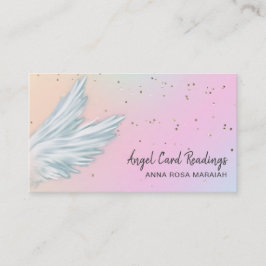 *~* Pastel White Angel Wings Starry Rainbow Visitekaartje