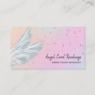 *~* Pastel White Angel Wings Starry Rainbow Visitekaartje