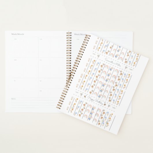 Pastel White Animal Themed Sequential Lions Rabbit Planner (Display)