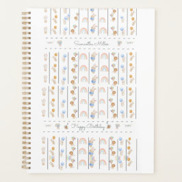 Pastel White Animal Themed Sequential Lions Rabbit Planner