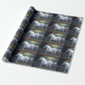 Pastel White Horse Gift Wrap Cadeaupapier (Uitgerold)