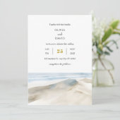 Pastel White Sandy Dunes Shoreline Beach Wedding Kaart (Staand voorkant)