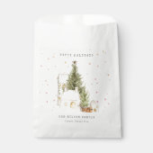 Pastel White Snow Tree Houses Seasons Greetings Bedankzakje (Voorkant)