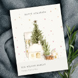 Pastel White Snow Tree Houses Seasons Greetings Feestdagenkaart<br><div class="desc">Als u nog meer aanpassingen nodig hebt,  kunt u mij op yellowfebstudio@gmail.com vrij klikken.</div>