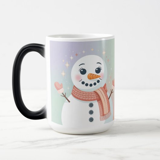 Pastel White Snowman Morphing Mug Magische Mok (Links)