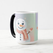 Pastel White Snowman Morphing Mug Magische Mok (Voorkant links)