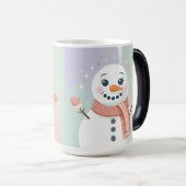 Pastel White Snowman Morphing Mug Magische Mok (Voorkant rechts)
