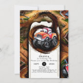 Pastel Wielen Monster Truck Verjaardag Kaart (Voorkant)