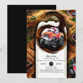 Pastel Wielen Monster Truck Verjaardag Kaart (Voorkant / Achterkant)