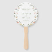 Pastel Wild Flower Wreath Wedding Program Handwaaier (Voorkant)